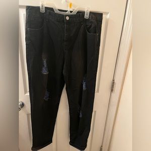 Black jeans, blue on the inside originally from ROWME